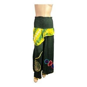 Junglee Billee Wide Leg Rayon Pants FREE SIZE India Tie Dye Boho SAMPLE